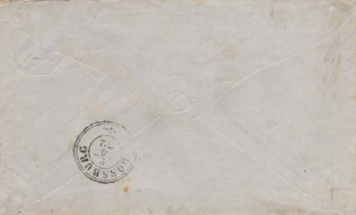 Abbildung 2: Ganzsachenumschlag 1 Kreuzer, Rückseite, Ankunftstempel Lossburg 9 4 72